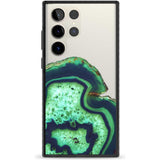 Neon Green & Blue Agate Crystal Transparent Design Phone Case Samsung S22 Ultra / Black Impact Case,Samsung S23 Ultra / Black Impact Case Blanc Space