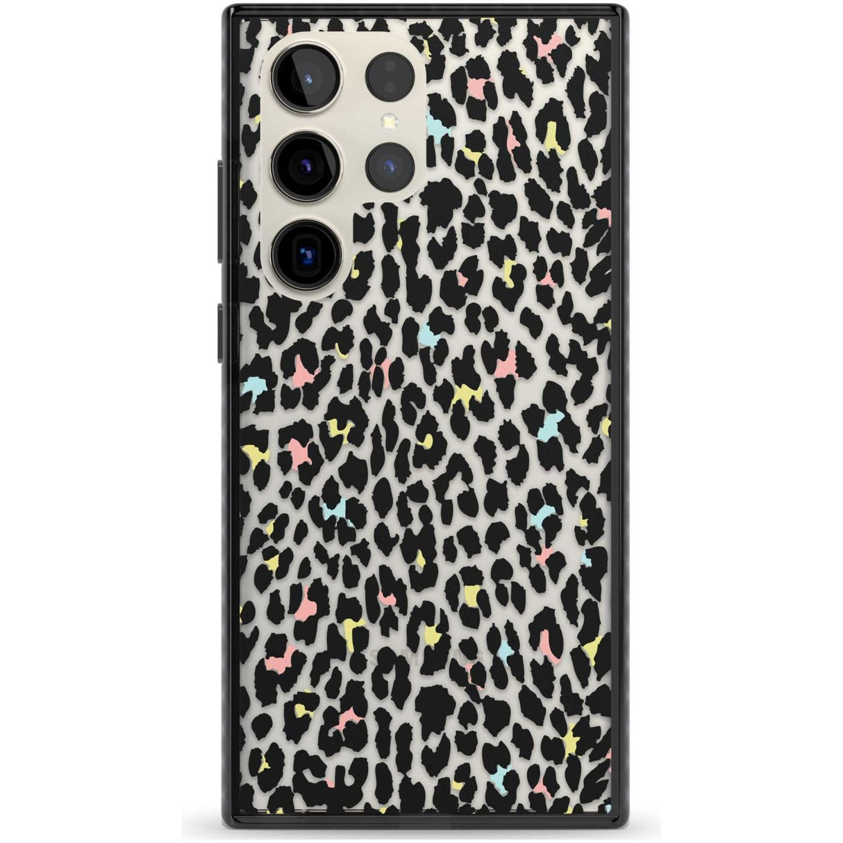 Mixed Pastels Leopard Print - Transparent Phone Case Samsung S22 Ultra / Black Impact Case,Samsung S23 Ultra / Black Impact Case Blanc Space