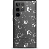 Cosmic Outer Space Design White on Clear Phone Case Samsung S22 Ultra / Black Impact Case,Samsung S23 Ultra / Black Impact Case Blanc Space