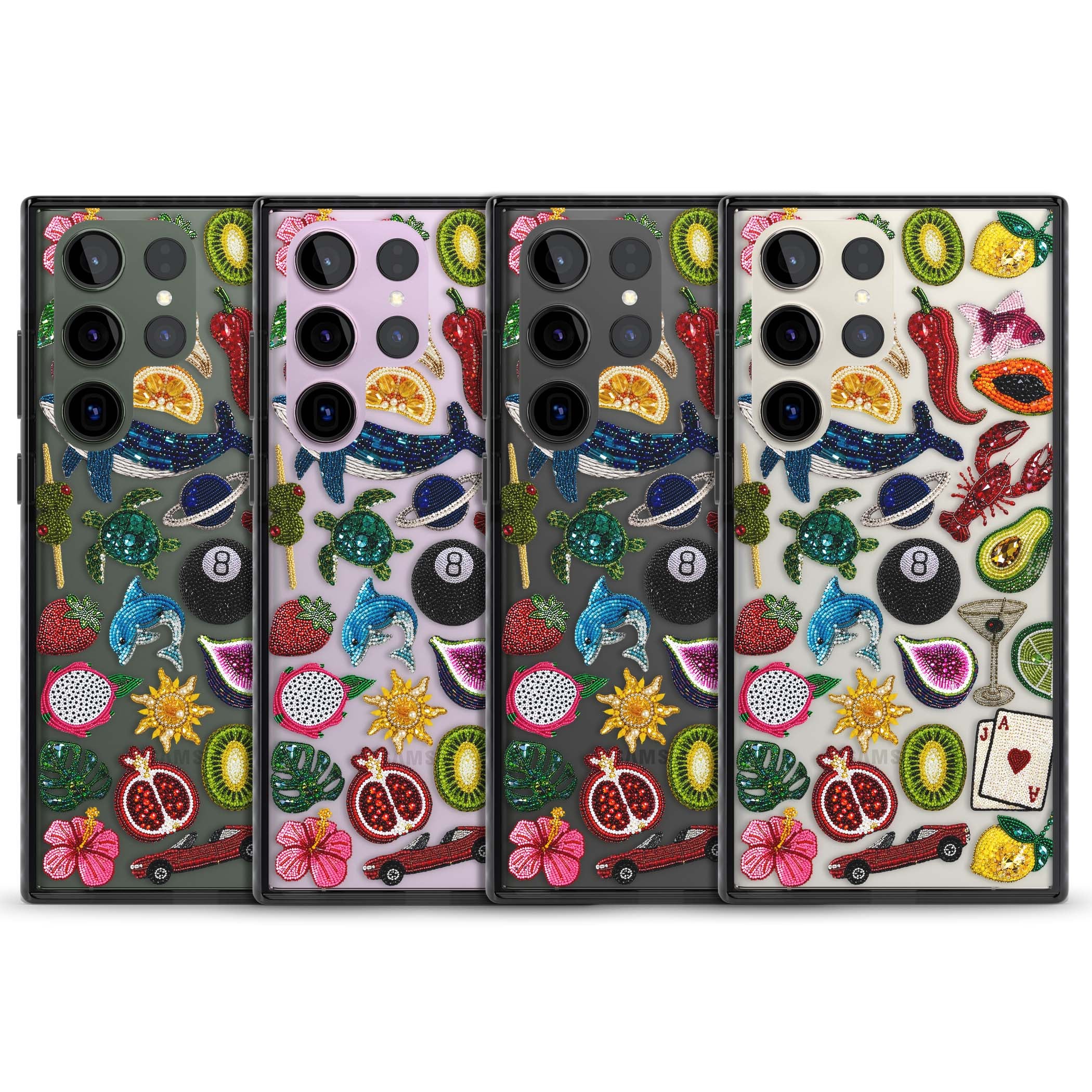 Beaded Mix cute iPhone case | Black Impact case for Samsung Galaxy S24 Ultra, Samsung Galaxy S23 Ultra, Samsung Galaxy S22 Ultra