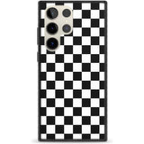 Black Checkered Phone Case Samsung S22 Ultra / Black Impact Case,Samsung S23 Ultra / Black Impact Case Blanc Space