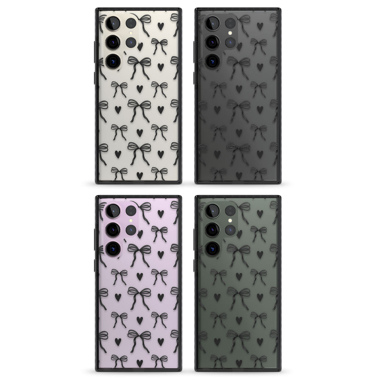 Black Bows & Hearts Impact Phone Case for Samsung Galaxy S24 Ultra , Samsung Galaxy S23 Ultra, Samsung Galaxy S22 Ultra
