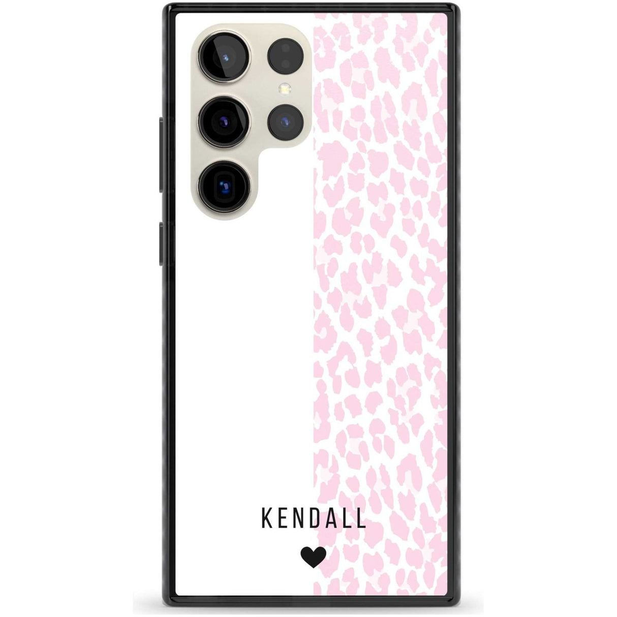 Personalised Pink & White Leopard Spots Custom Phone Case Samsung S22 Ultra / Black Impact Case,Samsung S23 Ultra / Black Impact Case Blanc Space