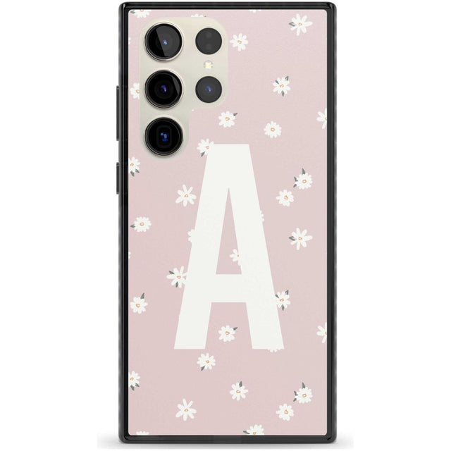 Personalised Pink Daisy Personalised Custom Phone Case Samsung S22 Ultra / Black Impact Case,Samsung S23 Ultra / Black Impact Case Blanc Space