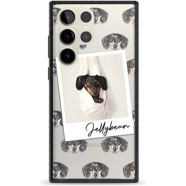 Personalised Dachshund, Black- Dog Photo Custom Phone Case Samsung S22 Ultra / Black Impact Case,Samsung S23 Ultra / Black Impact Case Blanc Space