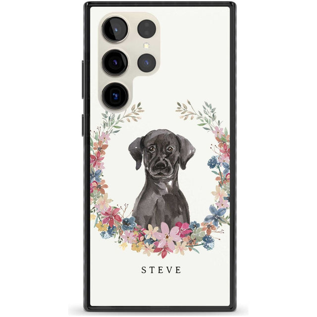 Personalised Black Lab Watercolour Dog Portrait Custom Phone Case Samsung S22 Ultra / Black Impact Case,Samsung S23 Ultra / Black Impact Case Blanc Space