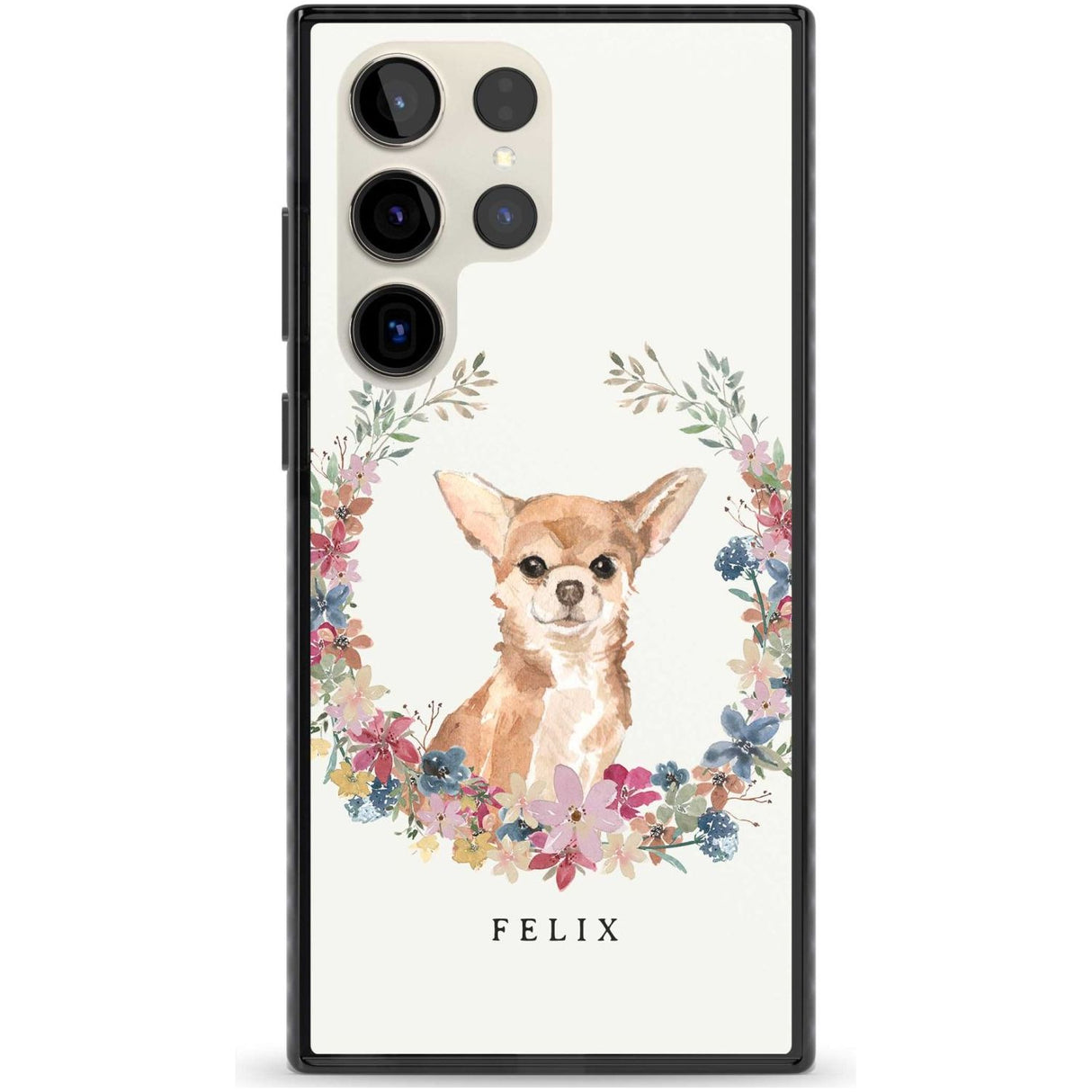 Personalised Chihuahua - Watercolour Dog Portrait Custom Phone Case Samsung S22 Ultra / Black Impact Case,Samsung S23 Ultra / Black Impact Case Blanc Space