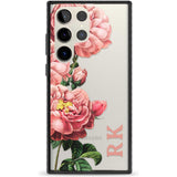 Personalised Clear Vintage Floral Pink Peonies Custom Phone Case Samsung S22 Ultra / Black Impact Case,Samsung S23 Ultra / Black Impact Case Blanc Space