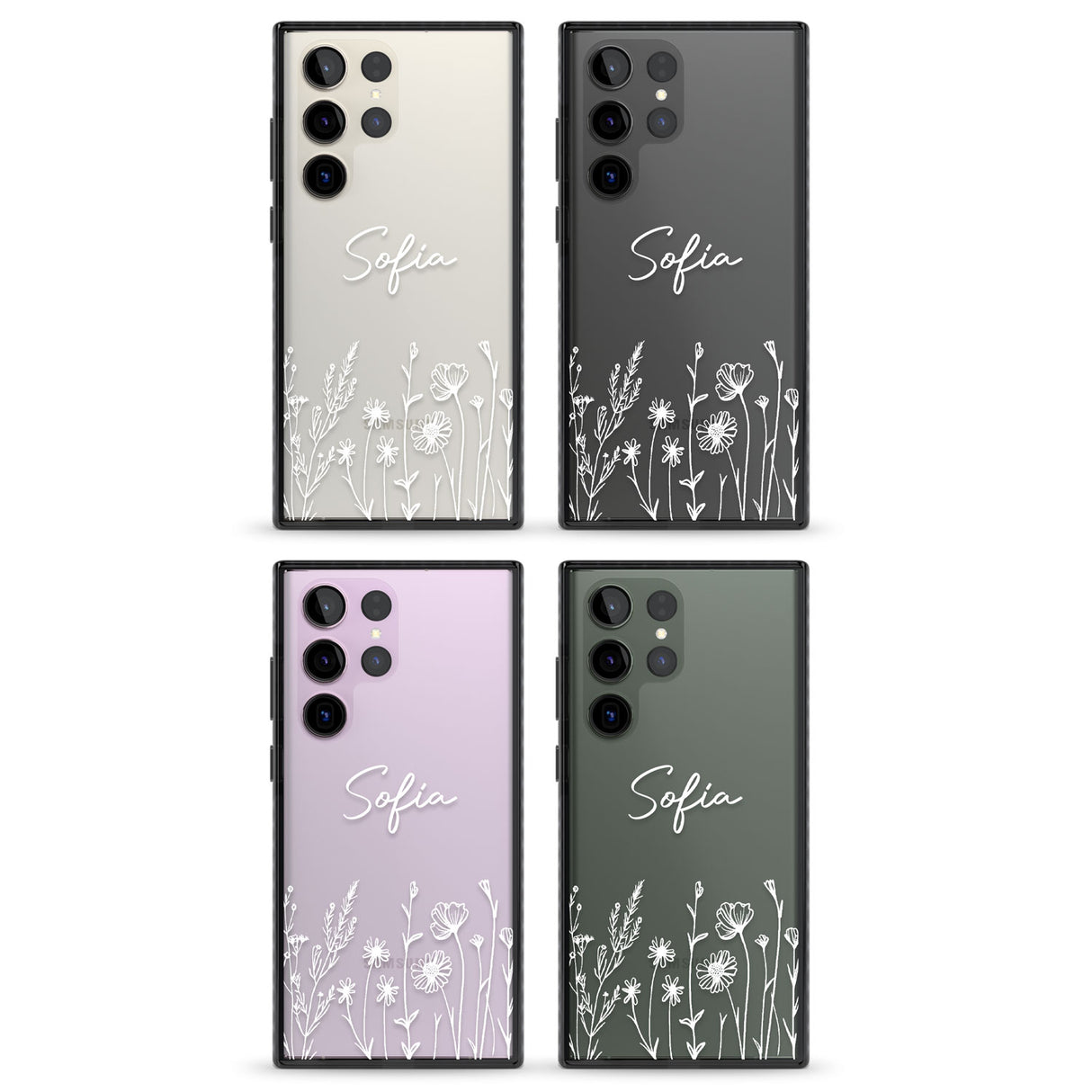 Personalised White Wildflowers Impact Phone Case for Samsung Galaxy S24 Ultra , Samsung Galaxy S23 Ultra, Samsung Galaxy S22 Ultra