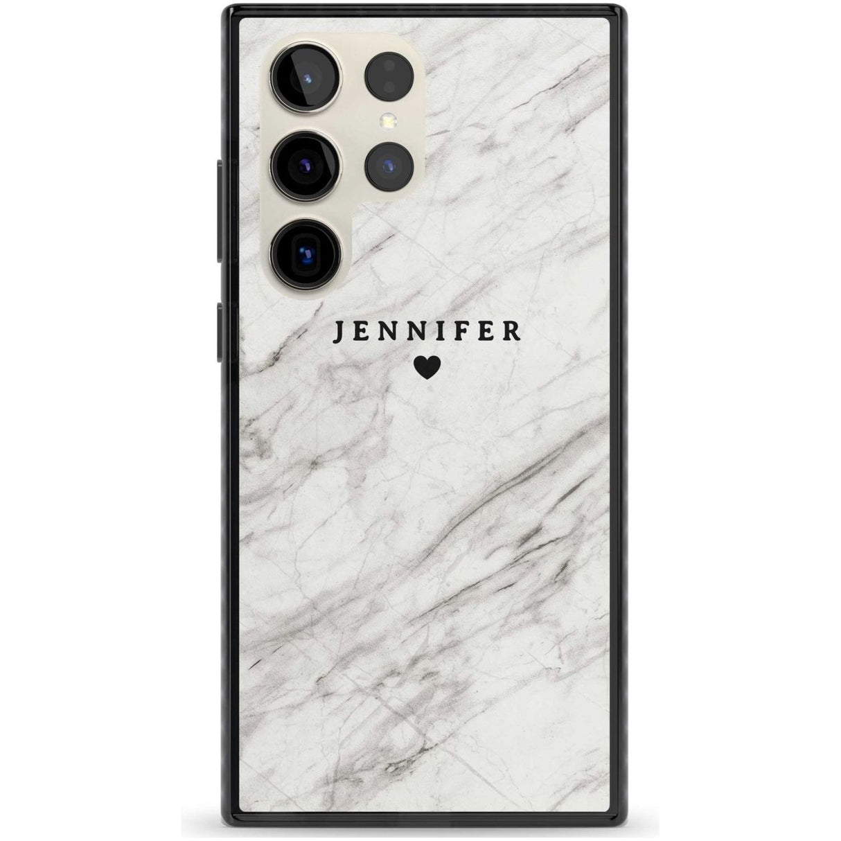 Personalised Light Grey & White Marble Texture Custom Phone Case Samsung S22 Ultra / Black Impact Case,Samsung S23 Ultra / Black Impact Case Blanc Space