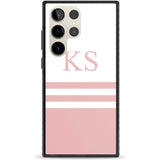 Personalised Minimal Pink Stripes & Initials Custom Phone Case Samsung S22 Ultra / Black Impact Case,Samsung S23 Ultra / Black Impact Case Blanc Space