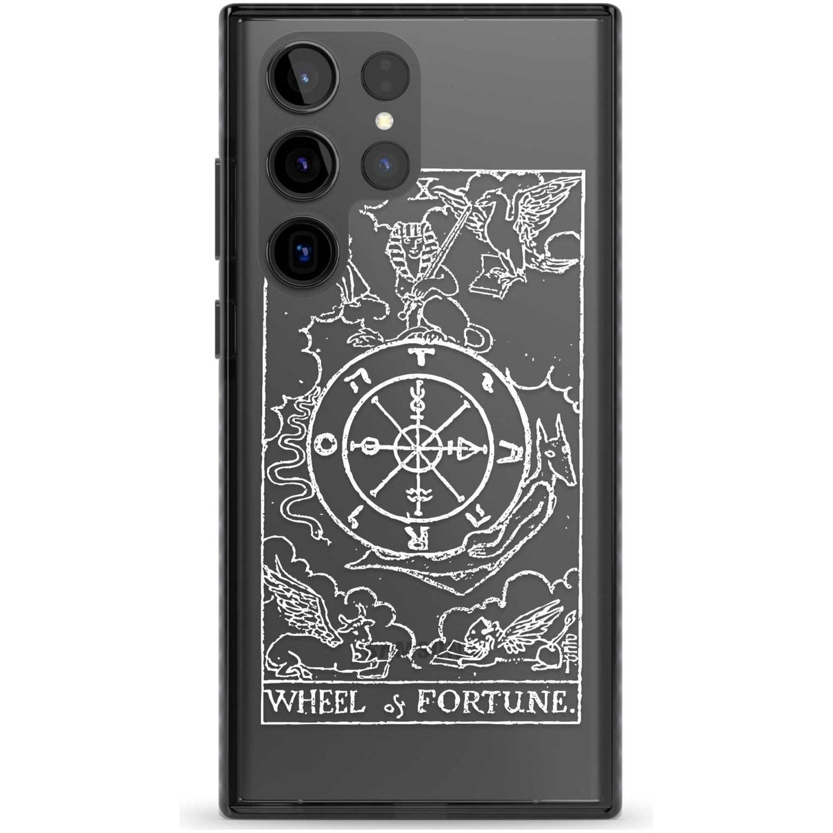 Personalised Wheel of Fortune Tarot Card - White Transparent Custom Phone Case Samsung S22 Ultra / Black Impact Case,Samsung S23 Ultra / Black Impact Case Blanc Space