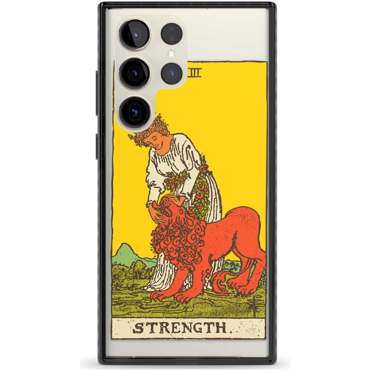 Personalised Strength Tarot Card - Colour Custom Phone Case Samsung S22 Ultra / Black Impact Case,Samsung S23 Ultra / Black Impact Case Blanc Space