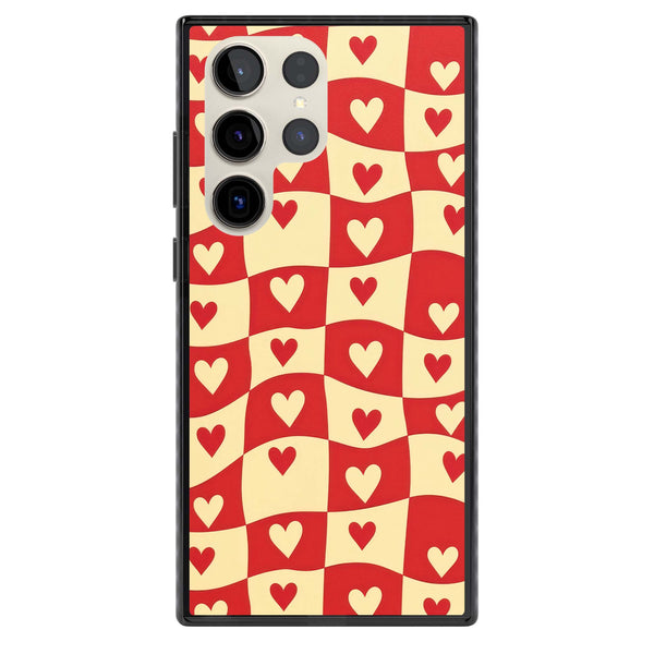 Red Wavy Checked & Hearts