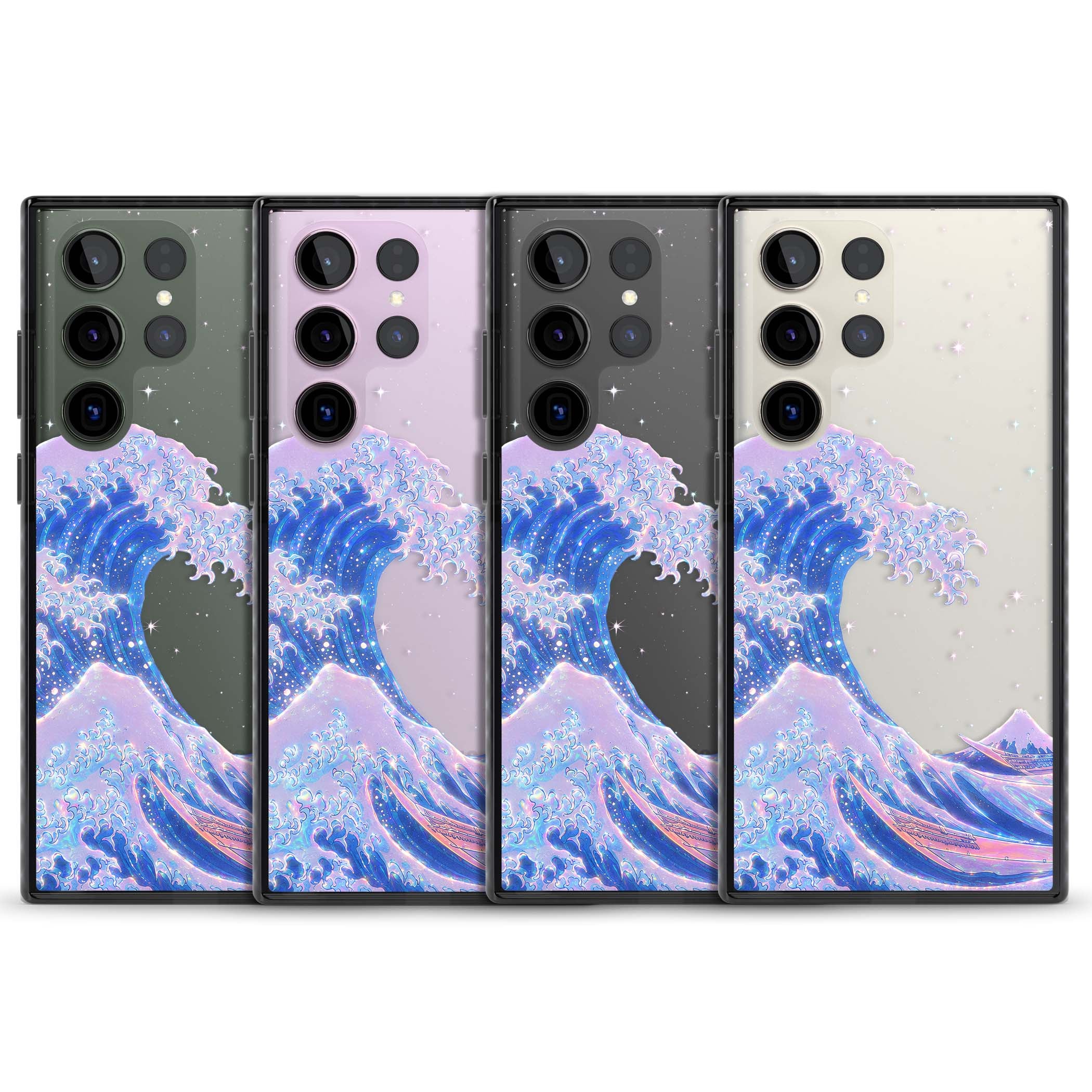 The Great Wave In Opal japanese iPhone case | Black Impact case for Samsung Galaxy S24 Ultra, Samsung Galaxy S23 Ultra, Samsung Galaxy S22 Ultra