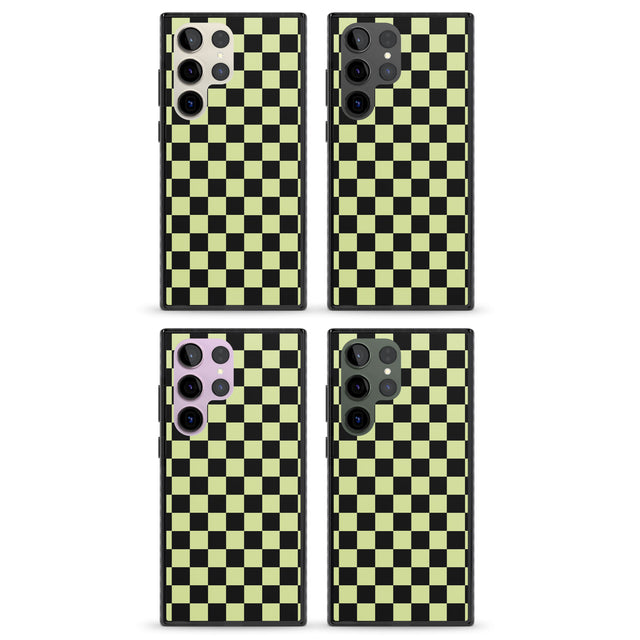 Black & Lime Check Impact Phone Case for Samsung Galaxy S24 Ultra , Samsung Galaxy S23 Ultra, Samsung Galaxy S22 Ultra