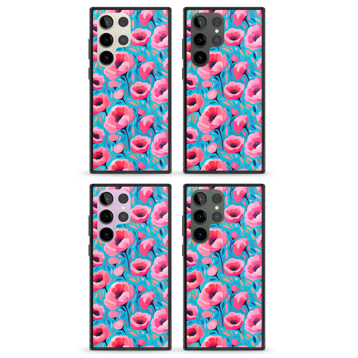 Tropical Pink Poppies Impact Phone Case for Samsung Galaxy S24 Ultra , Samsung Galaxy S23 Ultra, Samsung Galaxy S22 Ultra