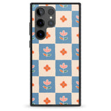 Vintage Bloom Checkered Impact Phone Case for Samsung Galaxy S24 Ultra , Samsung Galaxy S23 Ultra, Samsung Galaxy S22 Ultra