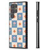 Vintage Bloom Checkered Impact Phone Case for Samsung Galaxy S24 Ultra , Samsung Galaxy S23 Ultra, Samsung Galaxy S22 Ultra