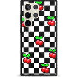 Checkered Cherry Phone Case Samsung S22 Ultra / Black Impact Case,Samsung S23 Ultra / Black Impact Case Blanc Space