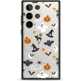 Halloween Mix Pattern Phone Case Samsung S22 Ultra / Black Impact Case,Samsung S23 Ultra / Black Impact Case Blanc Space