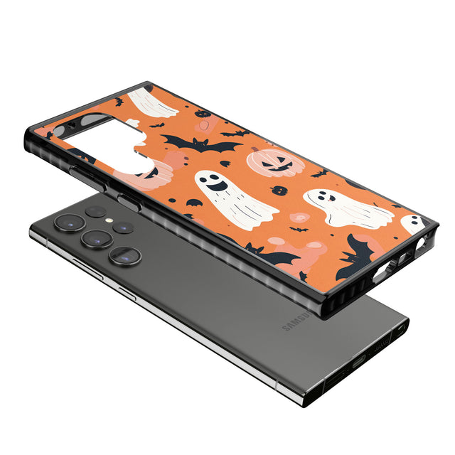 Orange Halloween Pattern Impact Phone Case for Samsung Galaxy S24 Ultra , Samsung Galaxy S23 Ultra, Samsung Galaxy S22 Ultra