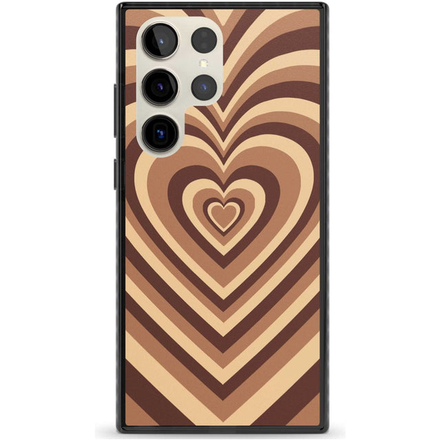 Latte Heart Illusion Phone Case Samsung S22 Ultra / Black Impact Case,Samsung S23 Ultra / Black Impact Case Blanc Space