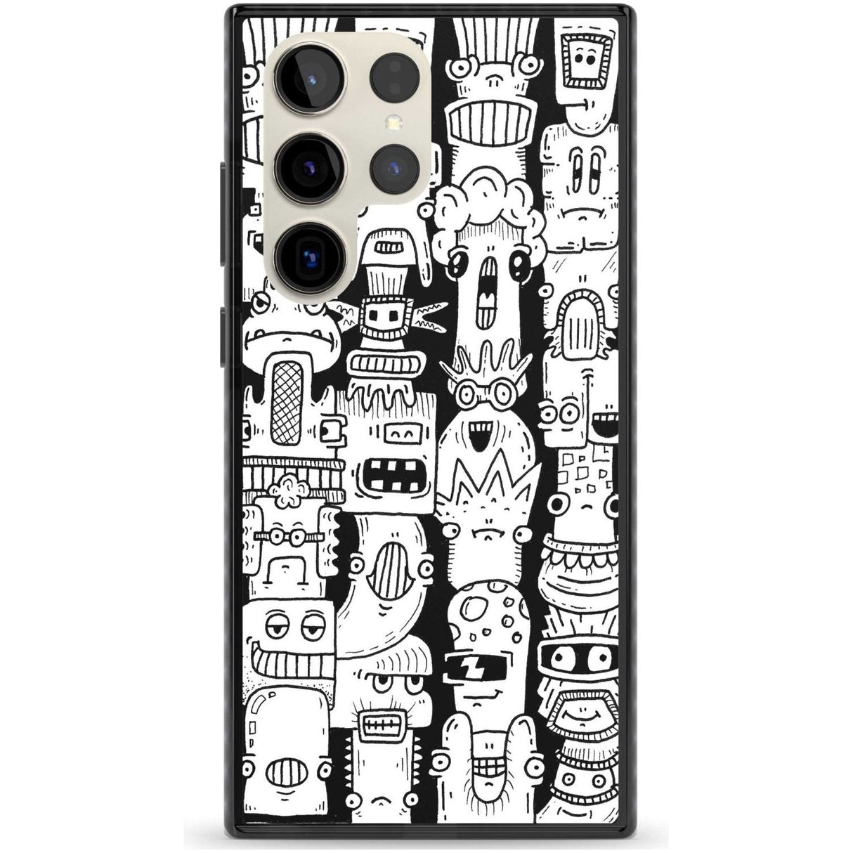 Monochrome Heads Phone Case Samsung S22 Ultra / Black Impact Case,Samsung S23 Ultra / Black Impact Case Blanc Space