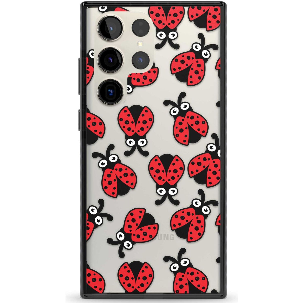 Ladybug Pattern Phone Case Samsung S22 Ultra / Black Impact Case,Samsung S23 Ultra / Black Impact Case Blanc Space