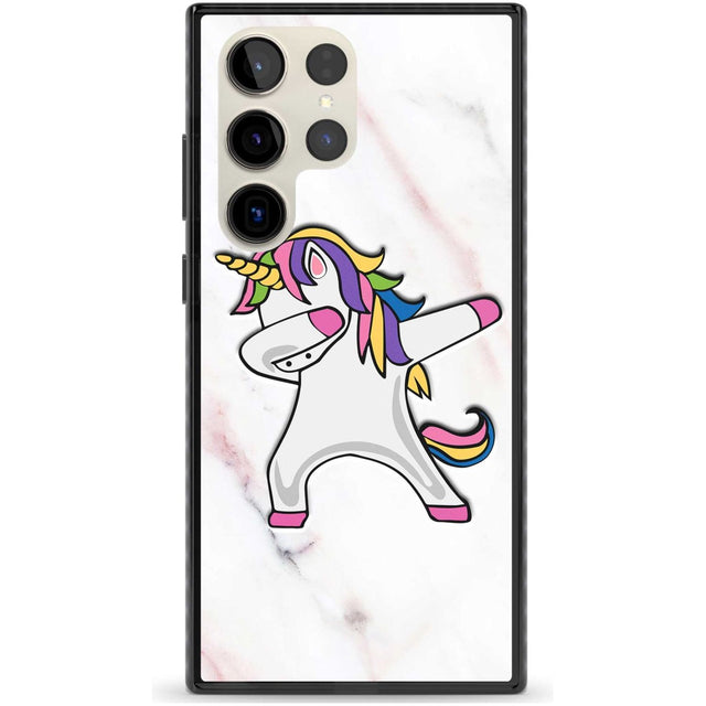 Designer Marble Unicorn Dab Phone Case Samsung S22 Ultra / Black Impact Case,Samsung S23 Ultra / Black Impact Case Blanc Space