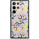 Colourful Squiggles Memphis Retro Pattern Design Phone Case Samsung S22 Ultra / Black Impact Case,Samsung S23 Ultra / Black Impact Case Blanc Space