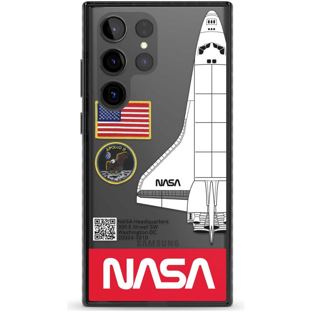 NASA Apollo 11 Phone Case Samsung S22 Ultra / Black Impact Case,Samsung S23 Ultra / Black Impact Case Blanc Space