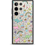 Cute Pattern Phone Case Samsung S22 Ultra / Black Impact Case,Samsung S23 Ultra / Black Impact Case Blanc Space