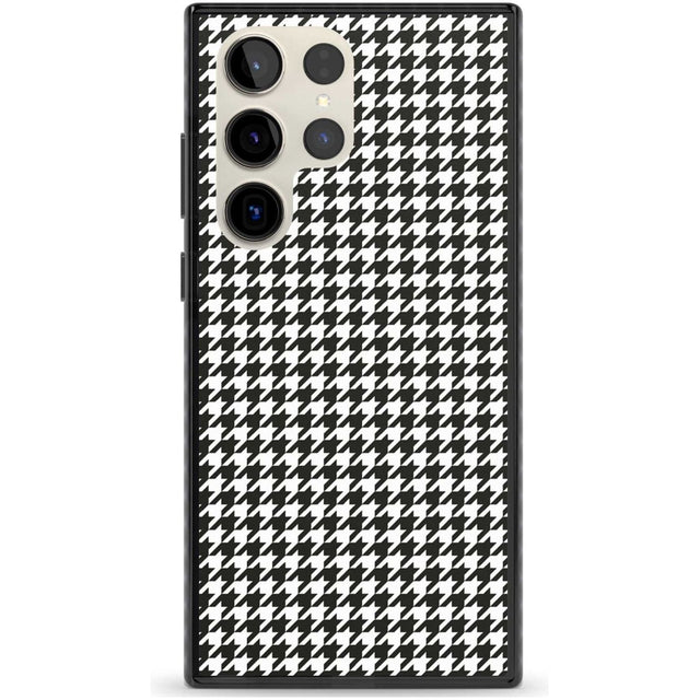 Chic Houndstooth Check Phone Case Samsung S22 Ultra / Black Impact Case,Samsung S23 Ultra / Black Impact Case Blanc Space