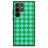 Retro Green Diamond Plaid Impact Phone Case for Samsung Galaxy S24 Ultra , Samsung Galaxy S23 Ultra, Samsung Galaxy S22 Ultra