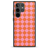 Retro Sunset Diamond Plaid Impact Phone Case for Samsung Galaxy S24 Ultra , Samsung Galaxy S23 Ultra, Samsung Galaxy S22 Ultra