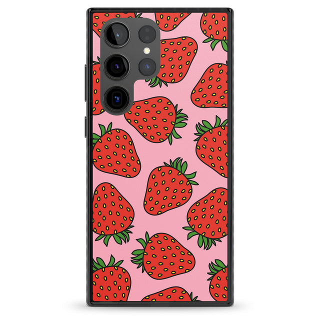 Strawberry Pattern (Pink) Impact Phone Case for Samsung Galaxy S24 Ultra , Samsung Galaxy S23 Ultra, Samsung Galaxy S22 Ultra