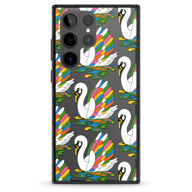 Colourful Swan Pattern Impact Phone Case for Samsung Galaxy S24 Ultra , Samsung Galaxy S23 Ultra, Samsung Galaxy S22 Ultra