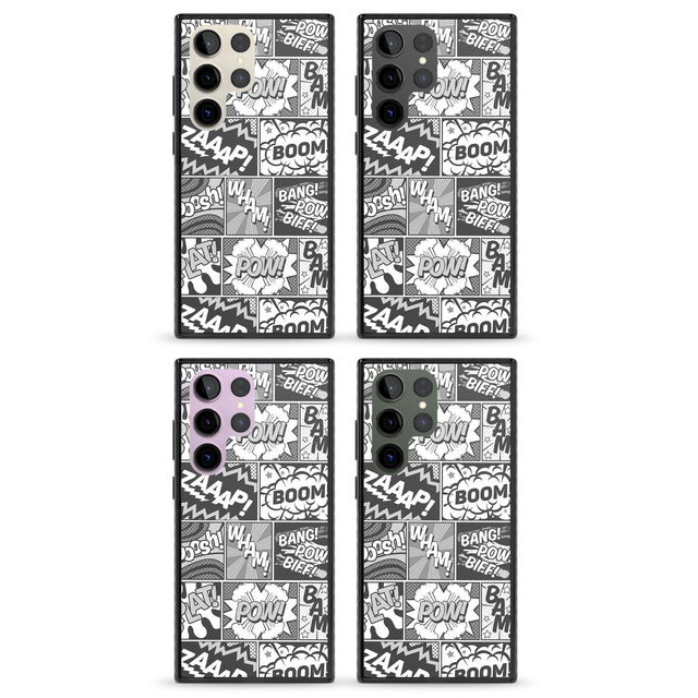 Onomatopoeia (Black & White) Impact Phone Case for Samsung Galaxy S24 Ultra , Samsung Galaxy S23 Ultra, Samsung Galaxy S22 Ultra