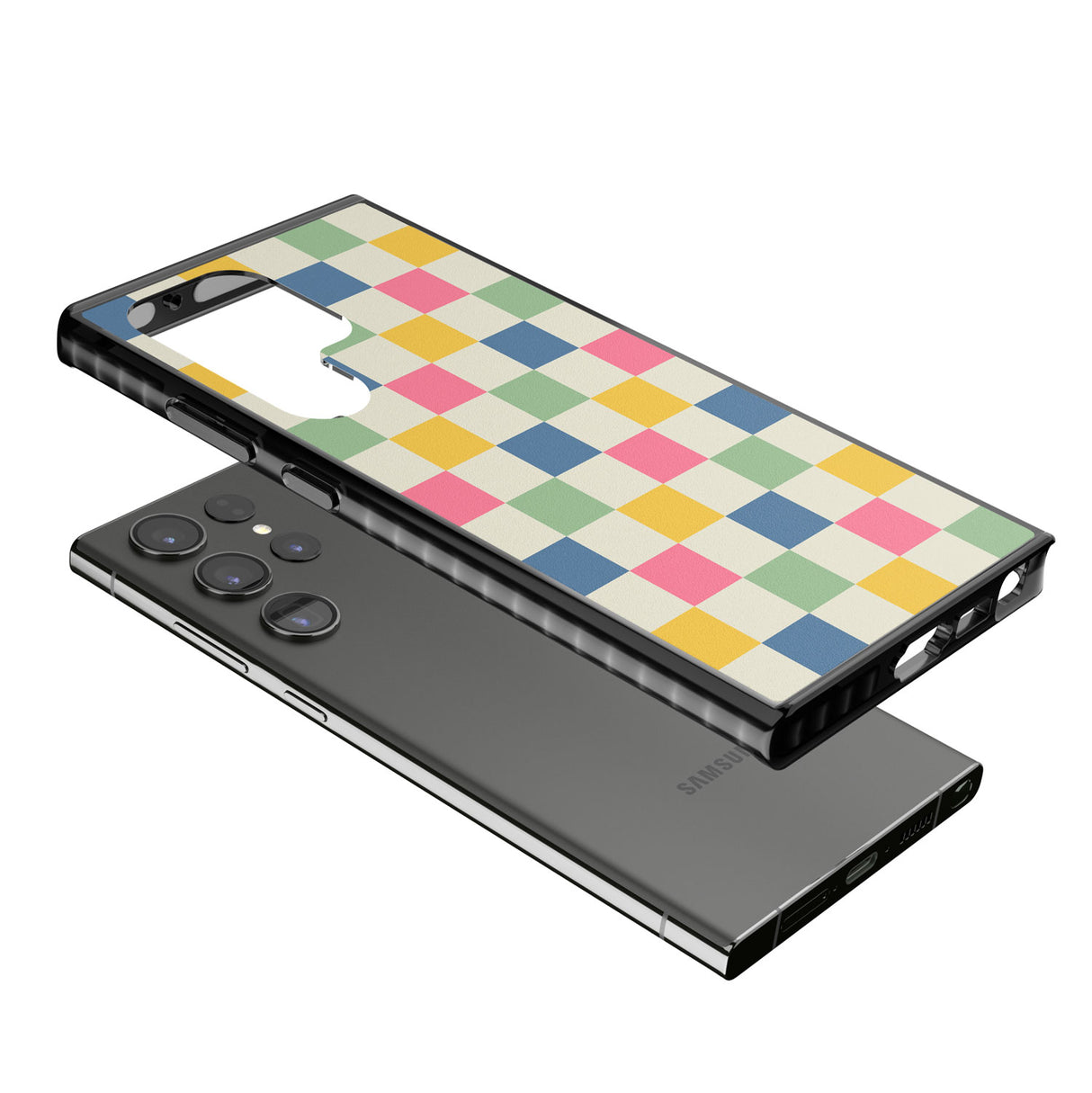 Pastel Multicolor Checkered Impact Phone Case for Samsung Galaxy S24 Ultra , Samsung Galaxy S23 Ultra, Samsung Galaxy S22 Ultra