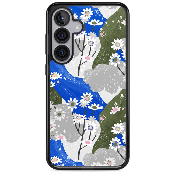 Blue & Grey Daisies Pattern