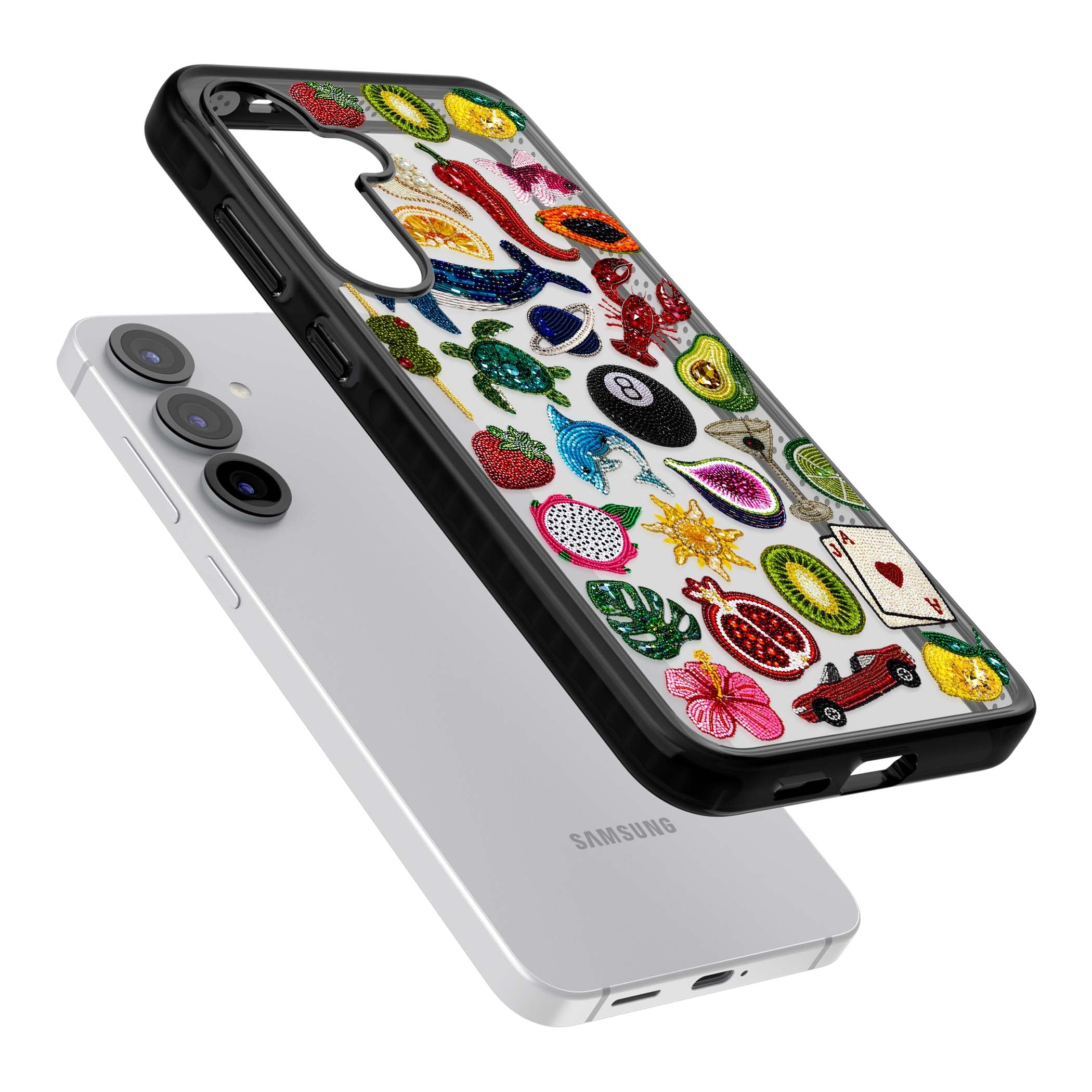 Beaded Mix cute iPhone case | Black Impact case for Samsung Galaxy S25, Samsung Galaxy S25 Plus