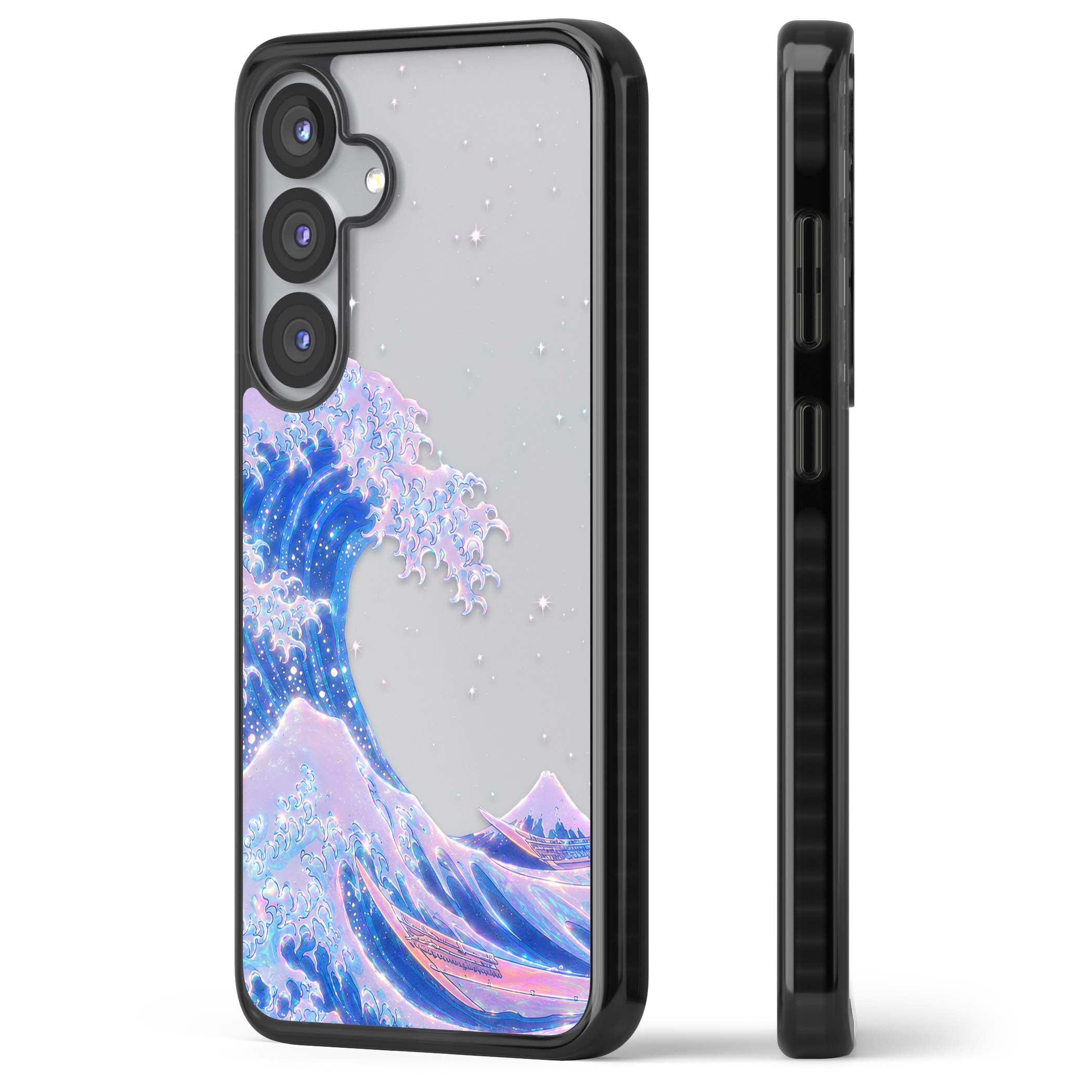 The Great Wave In Opal japanese iPhone case | Black Impact case for Samsung Galaxy S25, Samsung Galaxy S25 Plus