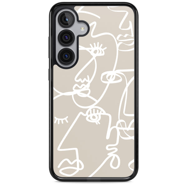 Abstract Line Art White Beige