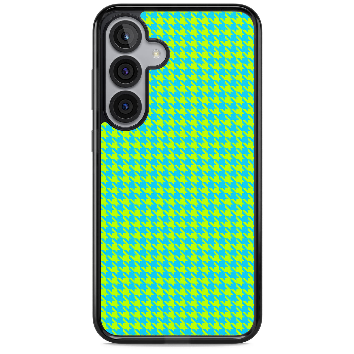 Neon Lime & Turquoise Houndstooth Pattern