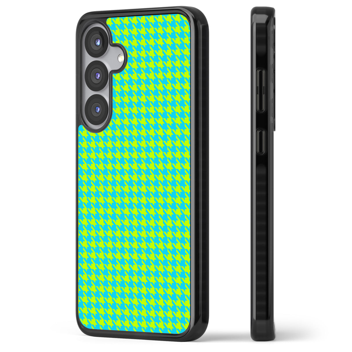 Neon Lime & Turquoise Houndstooth Pattern