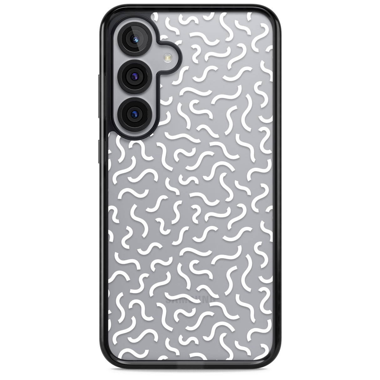White Wavy Squiggles Memphis Retro Pattern Design
