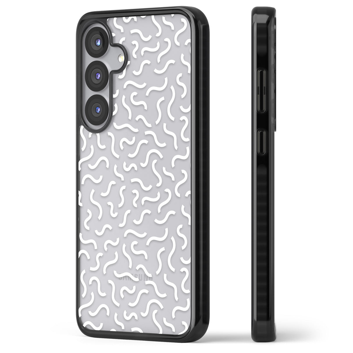 White Wavy Squiggles Memphis Retro Pattern Design