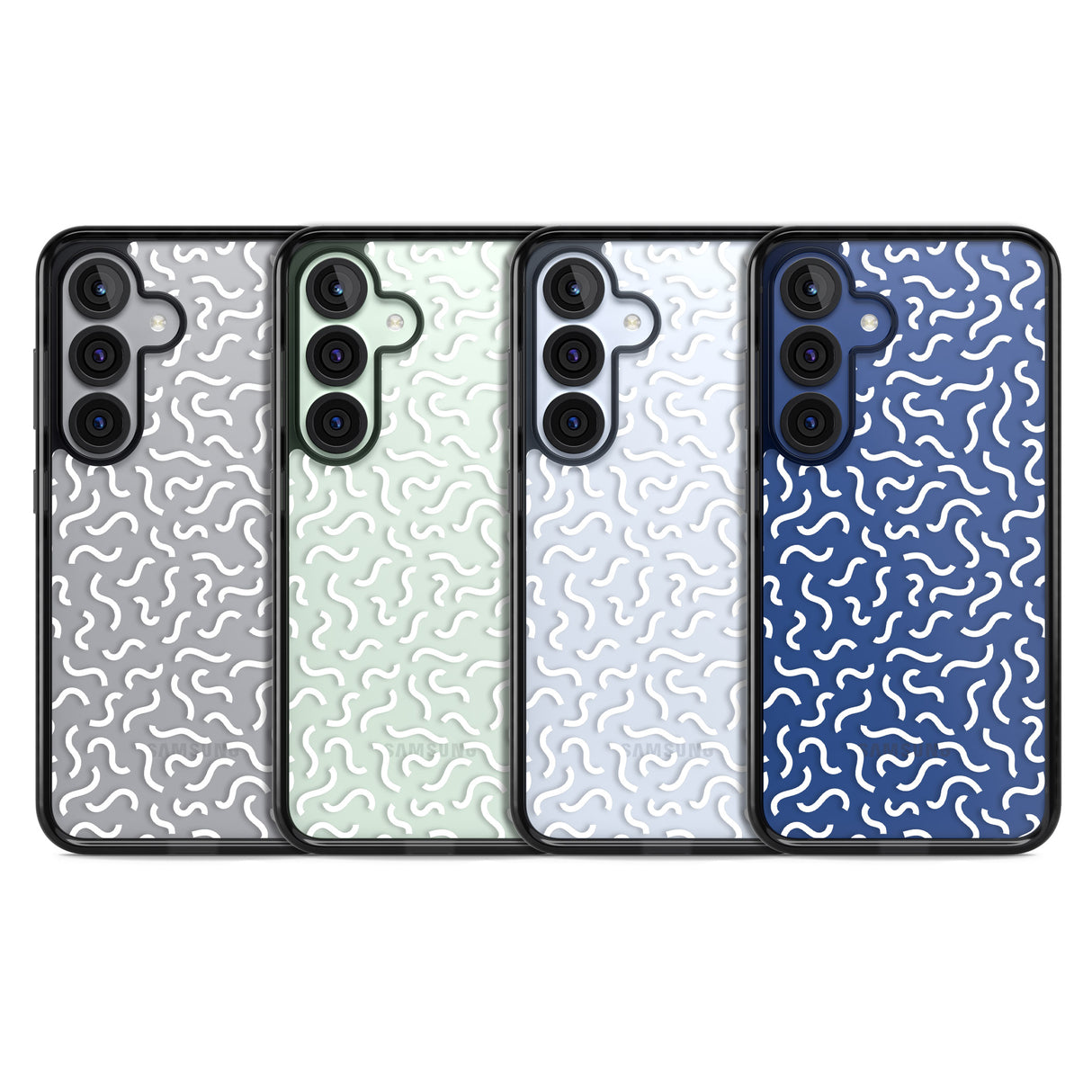 White Wavy Squiggles Memphis Retro Pattern Design