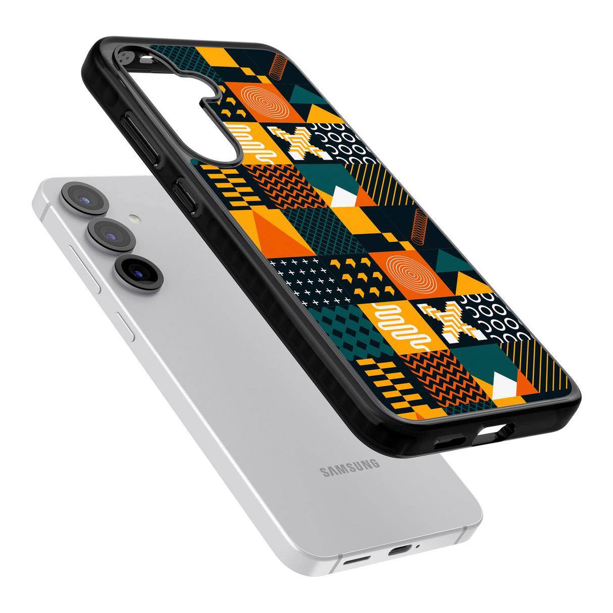 Funky Geometric Patterns: Orange & Dark Green